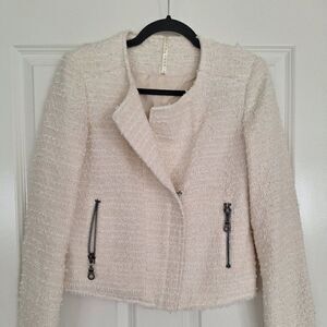 Truth and Pride Moto‎ Jacket Women's Cream Metallic Long Sleeve  Size S